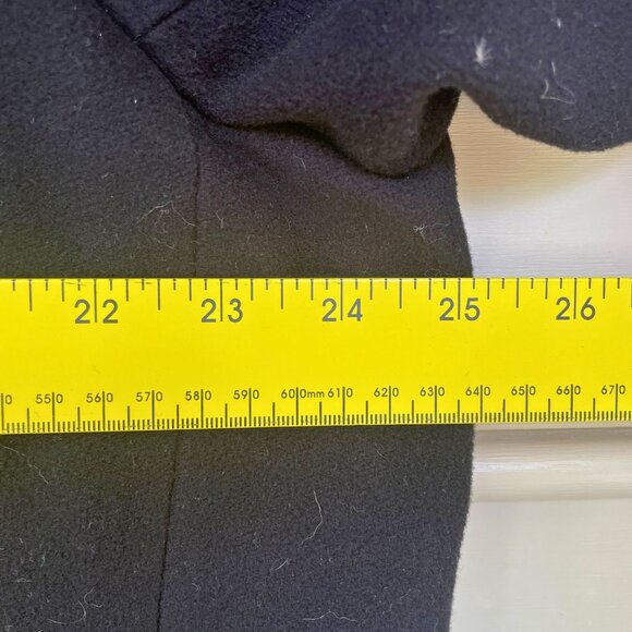 Neiman Marcus Black 100% Wool Trench Peacoat Overcoat Size 44L - Picture 8 of 11